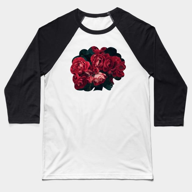 Black Flower Girl Baseball T-Shirt by Tingsy